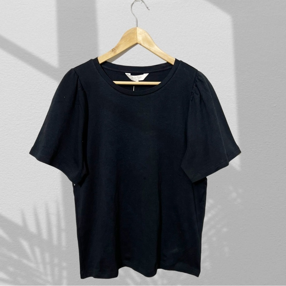 Black Short Sleeve Flutter Tee - Picture 2 of 4